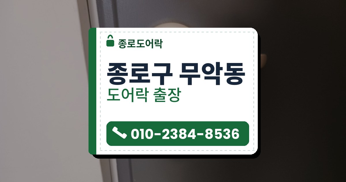 종로구 무악동 출장 — 짙은 회색 문에 달린 은빛 레버 손잡이와 열쇠 구멍에 꽂힌 열쇠 두 개
